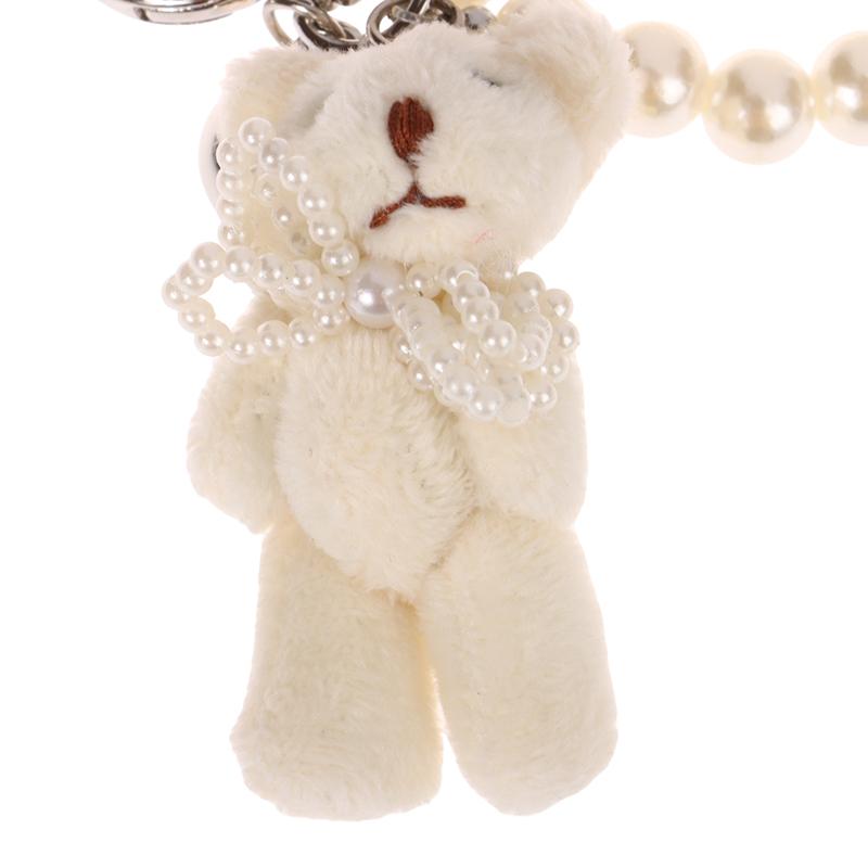 Брелок в виде сердца с жемчугом и бантом, милый плюшевый брелок в стиле Ins, держатель для ключей для девочек, подвеска на сумку, наушники, подвеска