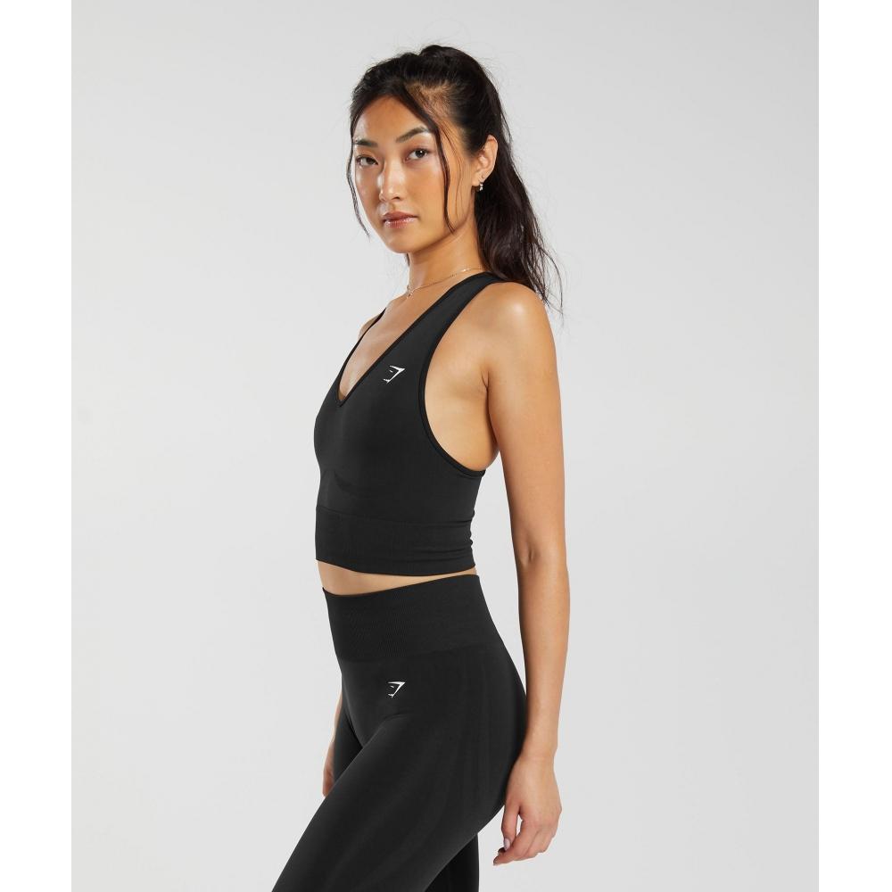 Gymshark Повседневный бесшовный укороченный танк черный B7a3h Bb2j