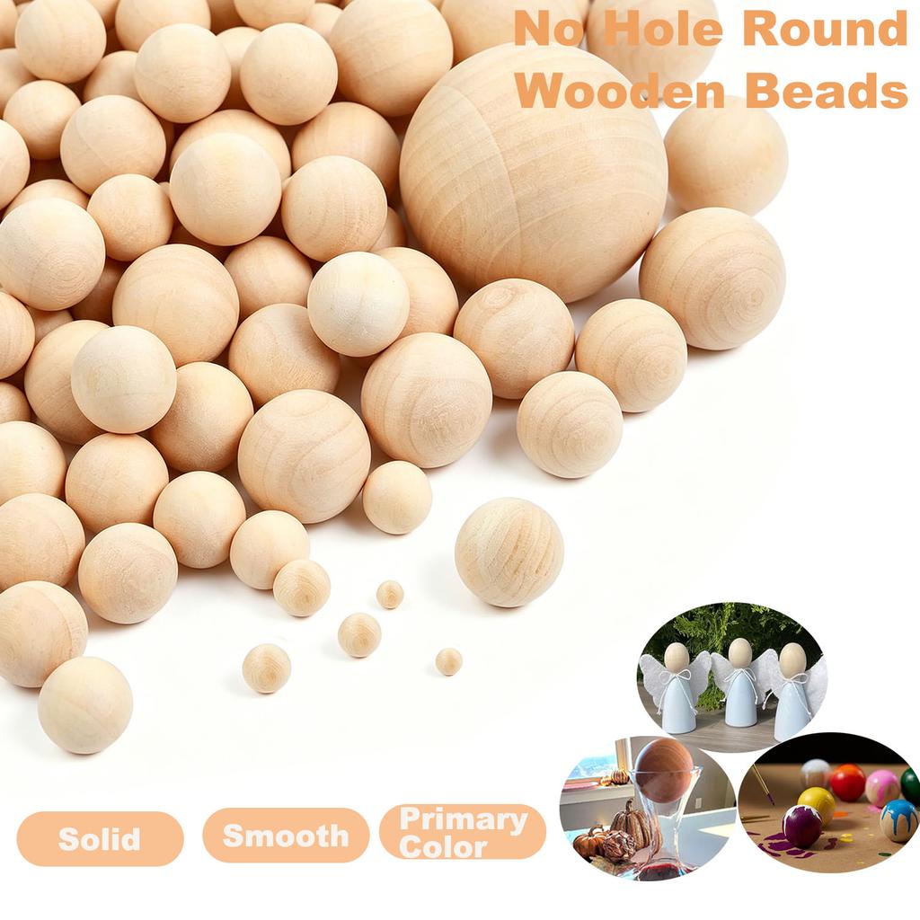 1-50Pcs Wood Ball Dia 6mm-75mm Wooden Primary Color Solids Round Wooden Ball Decoration DIY Home Painted Parts