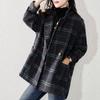 Winter Women Korean Loose Wool Clothes Plaid Wide-waisted Formal Cashmere Coat And Jackets Casual
