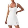 Женское летнее платье для йоги на бретелях без рукавов, высокая эластичность, однотонное, облегающее, мягкое, пляжное, короткое, летнее для фитнеса