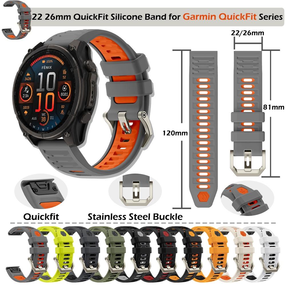 22 мм 26 мм Быстросъемный силиконовый сменный ремешок для часов Garmin Fenix 8 7 6 5 7X 8X 6X 5X Pro Solar Epix Descent Sport