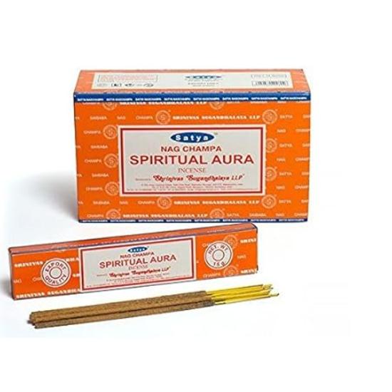 Satya Nag Champa & Spiritual Aura Incense Sticks Agarbatti 1+1Combo(180 GM+180GM ) Box | 12 Packs of 15 Grams Each In a Box | Export Quality