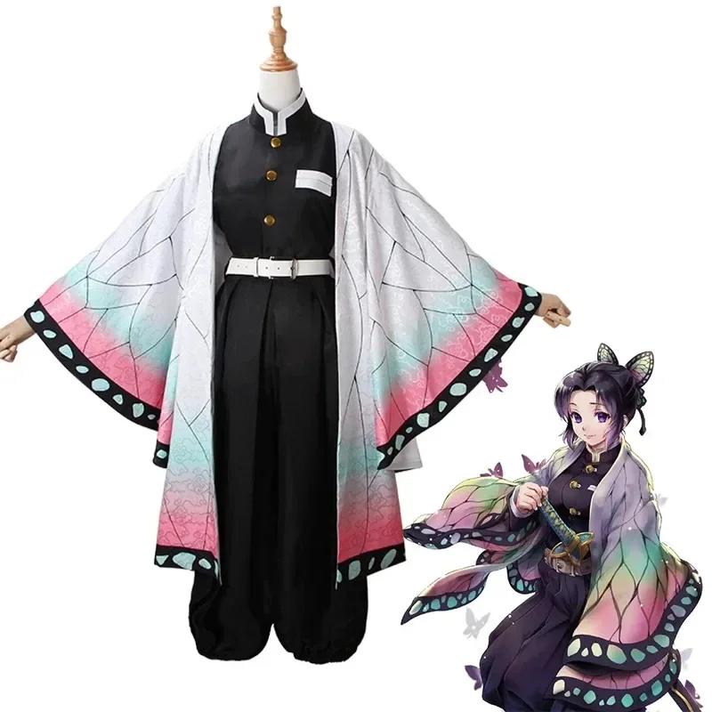 2026 Anim kochou shinobu cosplay traje kochou uniformes perucas cabelos halloween para crianças adulto cos festa