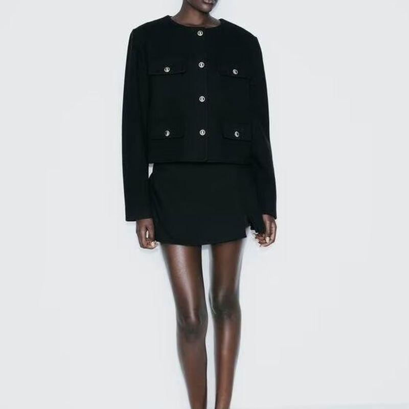 ZA Осень и зима Новая женская одежда ZR Модный стиль Модный откидной короткий костюм Верхняя одежда 3046278 800