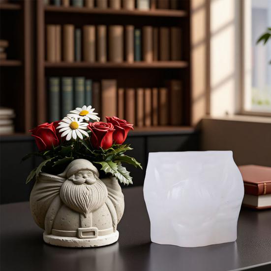 Рождественский Дед Мороз Эпоксидная форма Хранение мелочей Контейнер для свечи DIY Форма для литья Многоразовый Праздничный декор