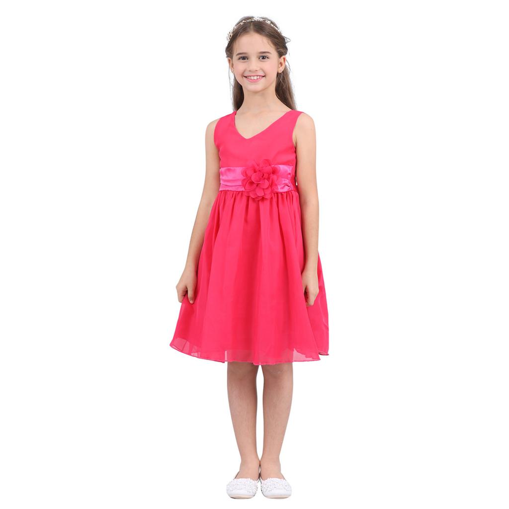 Kids Girls Ball Gown Prom Wedding Bridesmaid Chiffon Summer Party Dress