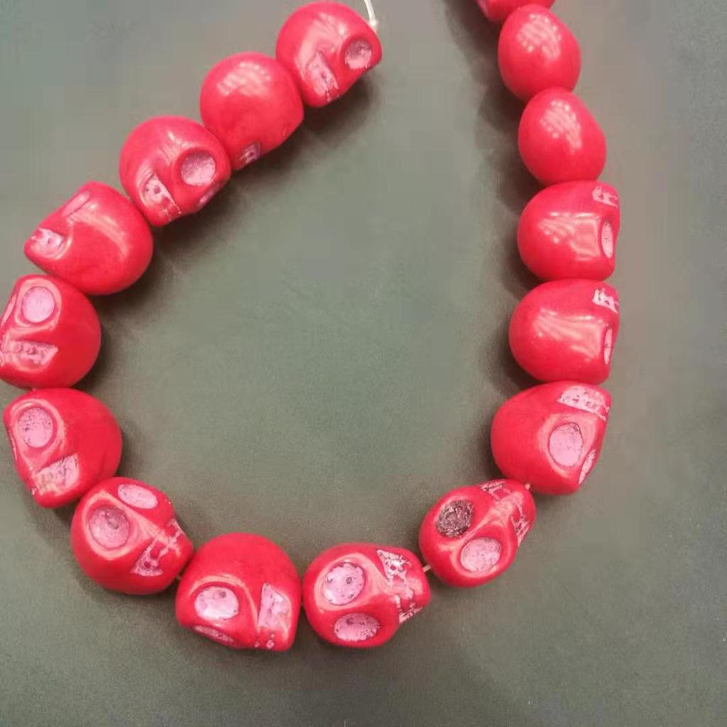 DIY Skull Shape 15*18 mm Howlite Dyed Stone Mix-color Turquoise Carved Skull Shape Loose Beads ,For DIY Jewelry Making