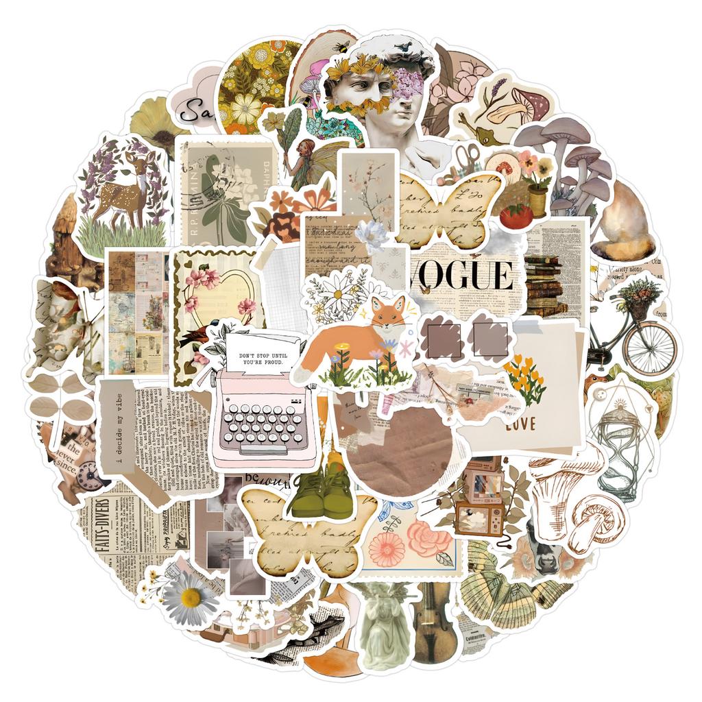 100 Cartoon Retro Style Pattern Stickers Personalized Decorative Suitcase Notebook Personalized Waterproof Stickers