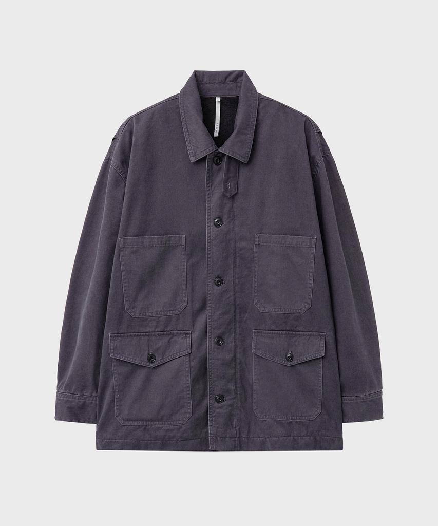 NOIRER Garment Washed Chore Jacket (Purple Grey)