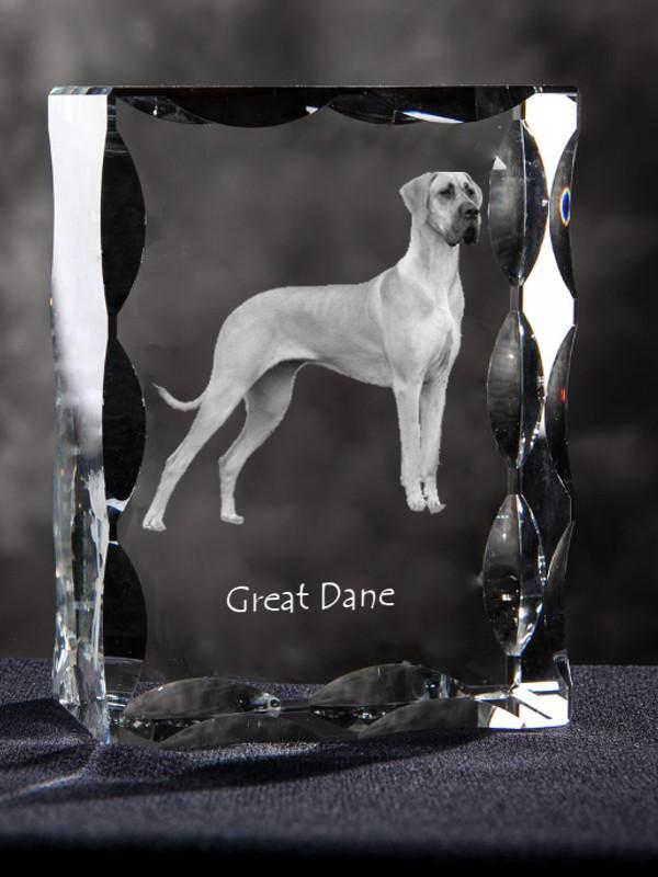 Great Dane - crystal with a picture of a dog, glass statuette with a picture, unique frame with a picture from Art-Dog brand