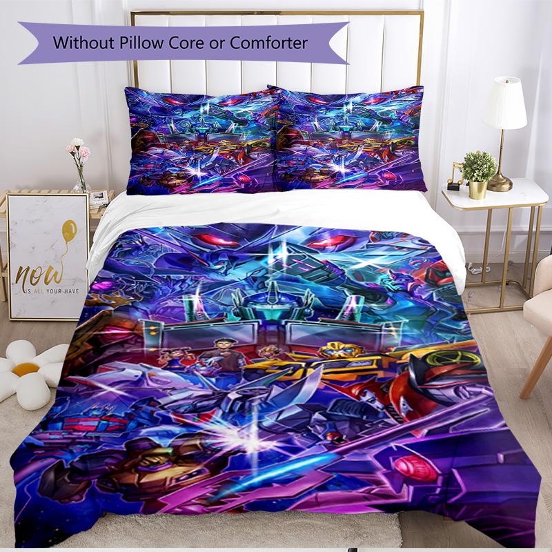 3pcs Duvet Cover Set (1*Duvet Cover + 2*Pillowcase, Without Core), Transformers Print Soft All‑Season Bedding Set, Home Bedroom Decor Gift