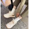 Sneakers for Girls Casual Thick Soft Anti-Slip Sole Sport Shoes Versatile Pure Color Lace-up Flat Running Walking Zapatos Mujer