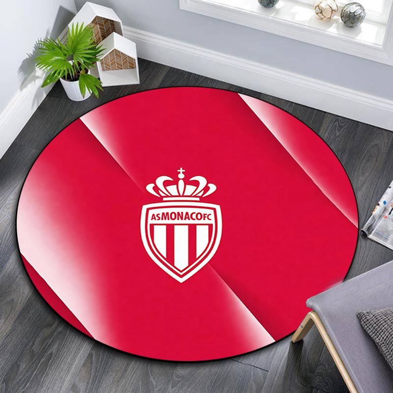 AS Monaco FC Round Area Rug,Carpet Rug for Living Room Bedroom Sofa Playroom Decor,Non-slip Floor Mat
