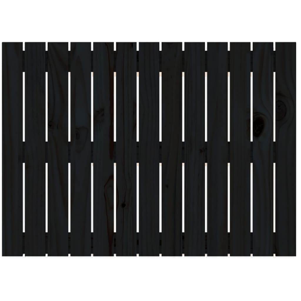 Wall Mounted Headboard in Black 82.5 x 3 x 60 cm Solid Pine Wood