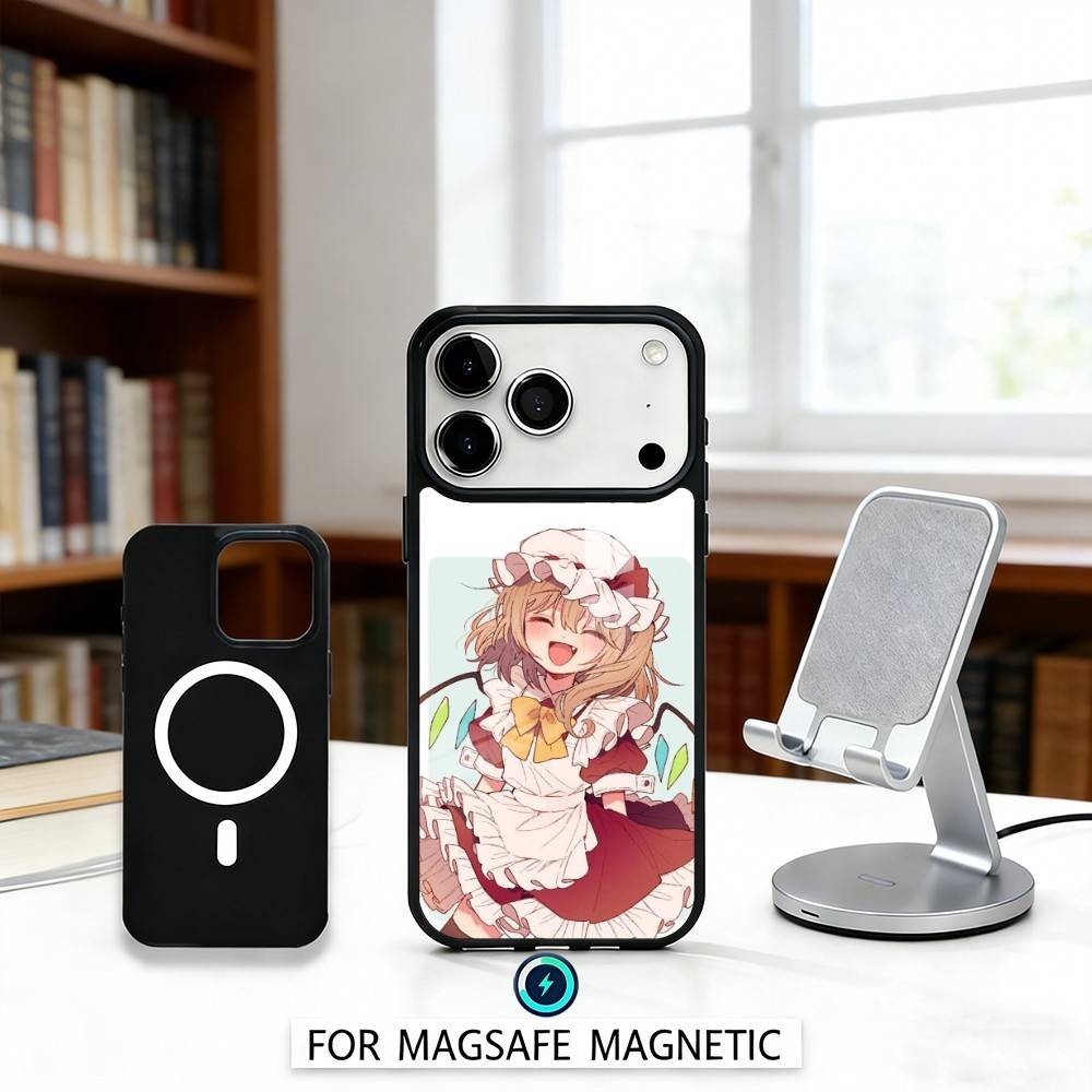 Cute TouHou Project Flandre Phone Case Magnetic For iPhone17 16 15 14 13 12 Pro Max For Magsafe Wireless Charging Cover