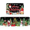 2PC Christmas Crystal Pile Home Decorative Carpet Kitchen Entryway Bathroom Non-Slip Machine Washable Carpet