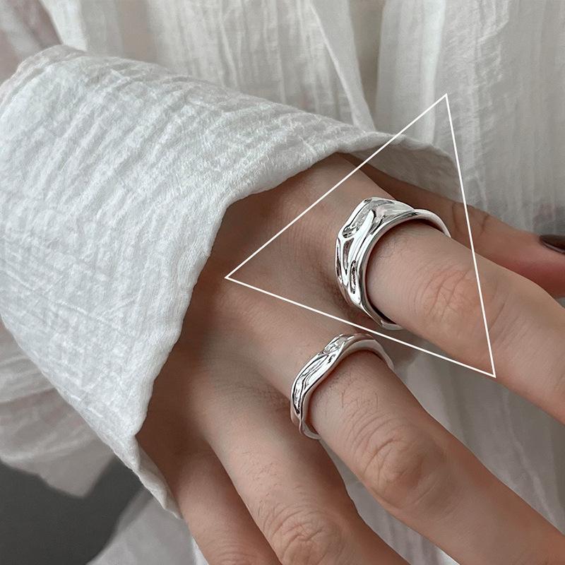 Кольцо из стерлингового серебра 925 пробы с неровным жемчугом - Женское стильное минималистичное кольцо с открытым дизайном