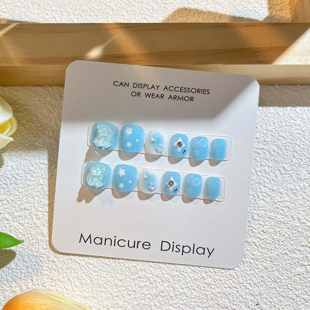 Flower Kids Cartoon Fake Nails Bears Cartoon Nail Accessories Children False Nails Kids Toys