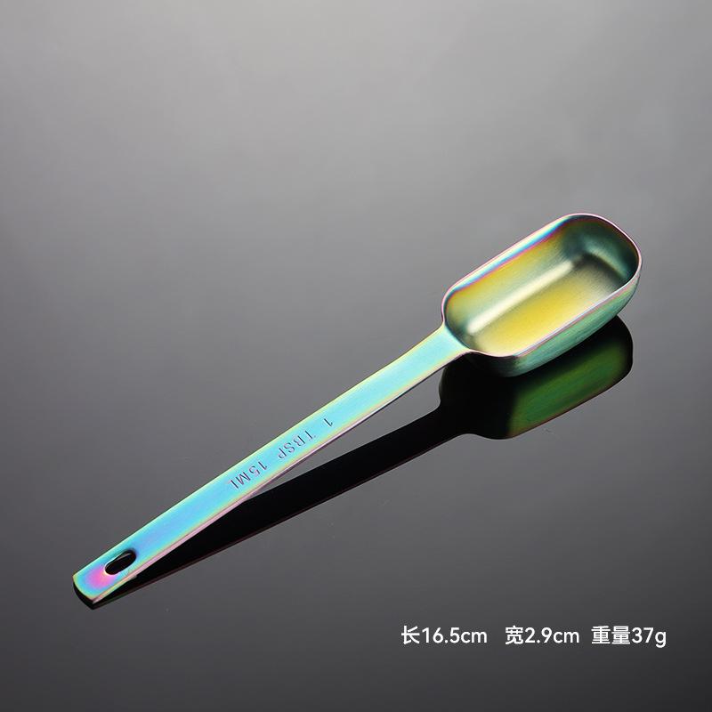 304 Stainless Steel Square Spoon Head Measuring Spoon 1 Teaspoon 15ml Titanium Plated Multi-color Baking Tool Seasoning Spoon