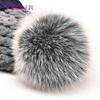 SOMALER Winter Baby Hat Real Fox Fur Pom Hat Knitted Boy Cap Cotton Earmuff Hat WarmThick Kid Beanie