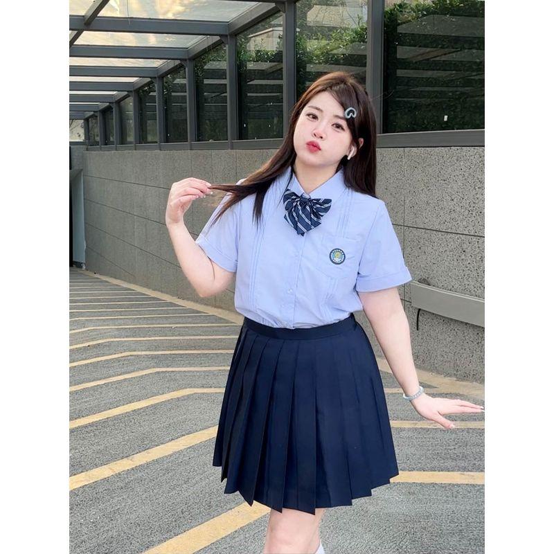 Original Water Blue Japanese College Style Long Sleeve Shirt