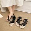 Женские сандалии с квадратным носком и открытым носком, новый дизайн, плоская подошва, открытый носок, многофункциональные повседневные уличные тапочки в римском стиле