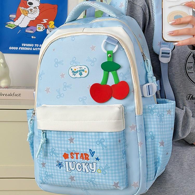 Schoolbag1011 New Cool Soft Cute Cat Full Printed Plaid School Bag Junior High School Students Light Commuting Daily Versatile Backpack