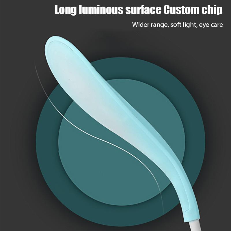 Мини-светодиодный ночник для книги, настольная лампа, защита глаз, регулируемая настольная лампа с зажимом, перезаряжаемая через USB, гибкая для учебы, чтения