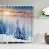 Winter Cedar Trees Natural landscape Shower Curtains Bathroom Curtain Frabic Waterproof Polyester Bathroom Curtains with Hooks
