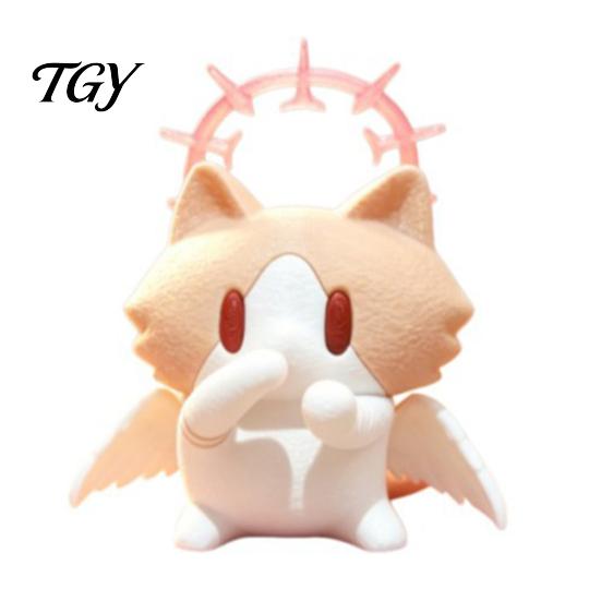 Cute Cat Figurine for Desk 3D Printed Figurine, Cartoon Ornament with Playful Mouth Covering Pla Decor Design, Compact Dancing Kitten Statue