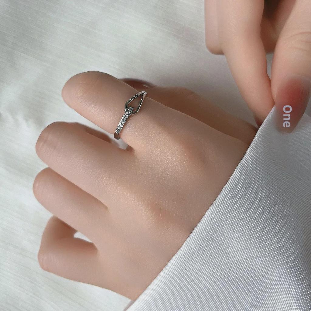 Кольцо с геометрическим бриллиантом в форме капли воды - титановая сталь, не выцветает, с ЧПУ-закрепкой, универсальное кольцо для указательного пальца для женщин