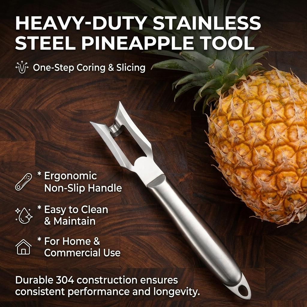 Stainless Steel Pineapple Corer Cutter Heavy Duty Two In One Fruit Tool For Home And Commercial Use