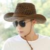 Отпускная шляпа ковбойки в западном стиле с широкими полями, плетеная солнцезащитная шляпа, ретро соломенная ковбойская шляпа для женщин и мужчин