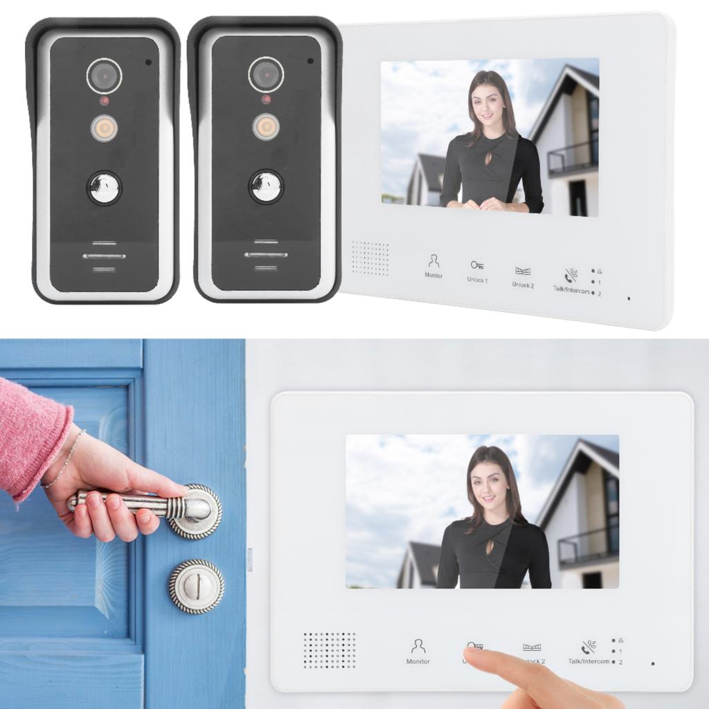 2?Проводная система видеодомофона 7-дюймовый монитор 2 камеры Высокое разрешение Ночное видение Домашний Интерком