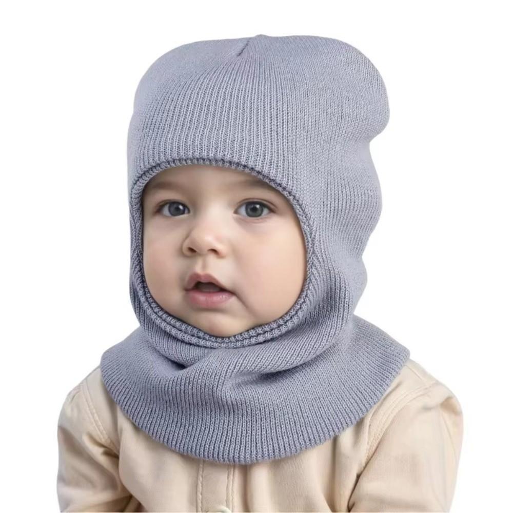 Solid Color Kids Integrated Scarf Cap Warm Baby Balaclava Hat Baby Hooded Beanie Severe Weather
