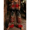 Women's Autumn New Fashion Wide Leg Pants Elastic Waist Bohemian Digital Printed Casual Pants