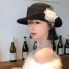 Lace Black Knitted Hat French Style Women Fisherman Hat Retro Hepburn Style Topper Hat  Funeral