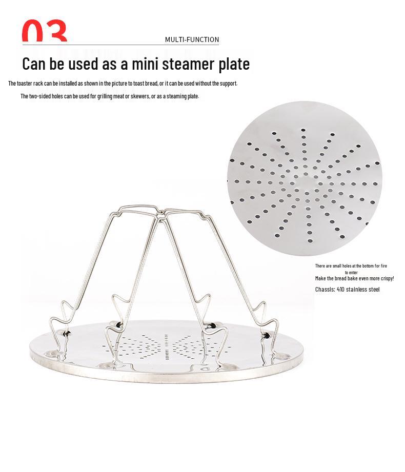 Foldable Stainless Steel 4-Slice Toaster Rack for Outdoor Camping and Picnic Barbecues