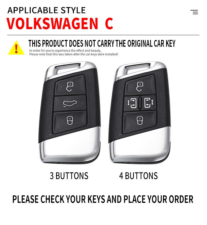 For VOLKSWAGEN Zinc Alloy Car Remote Key Case Cover Protector Shell For VW Volkswagen Passat B8 CC Arteon Magotan GTEVW Keychain