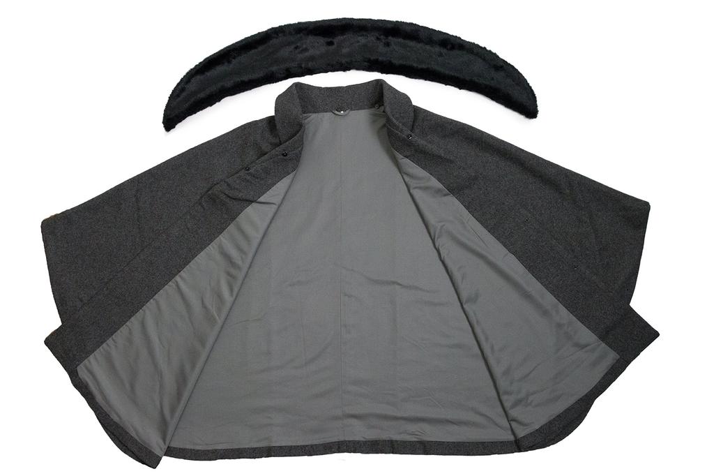 Japanese Style Loofah Wool Blend New [KYOETSU] Coat, Cape, Poncho, Collar, 21, Material, Women's (M, Gray)