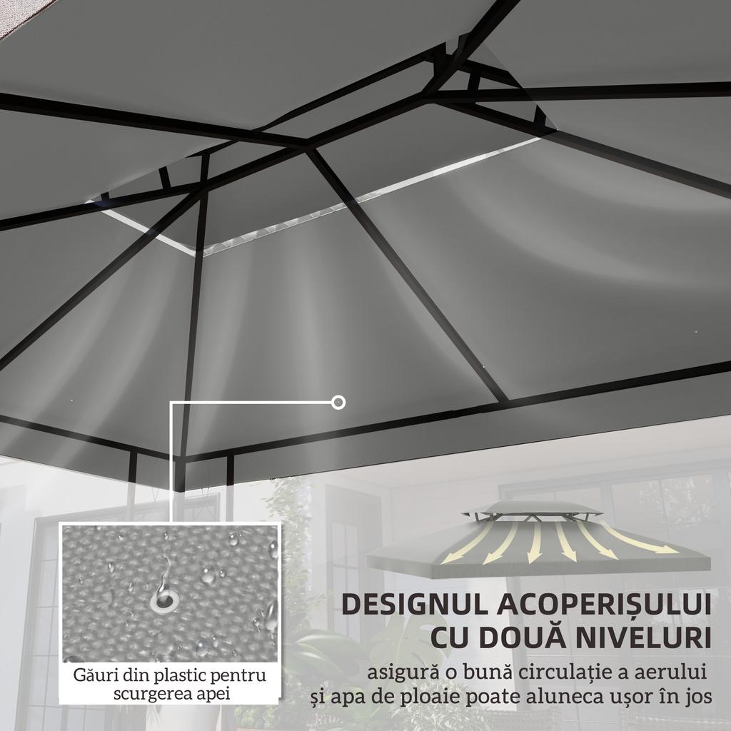 Gazebo Roof Replacement For 3 X 4m Frames Light Grey