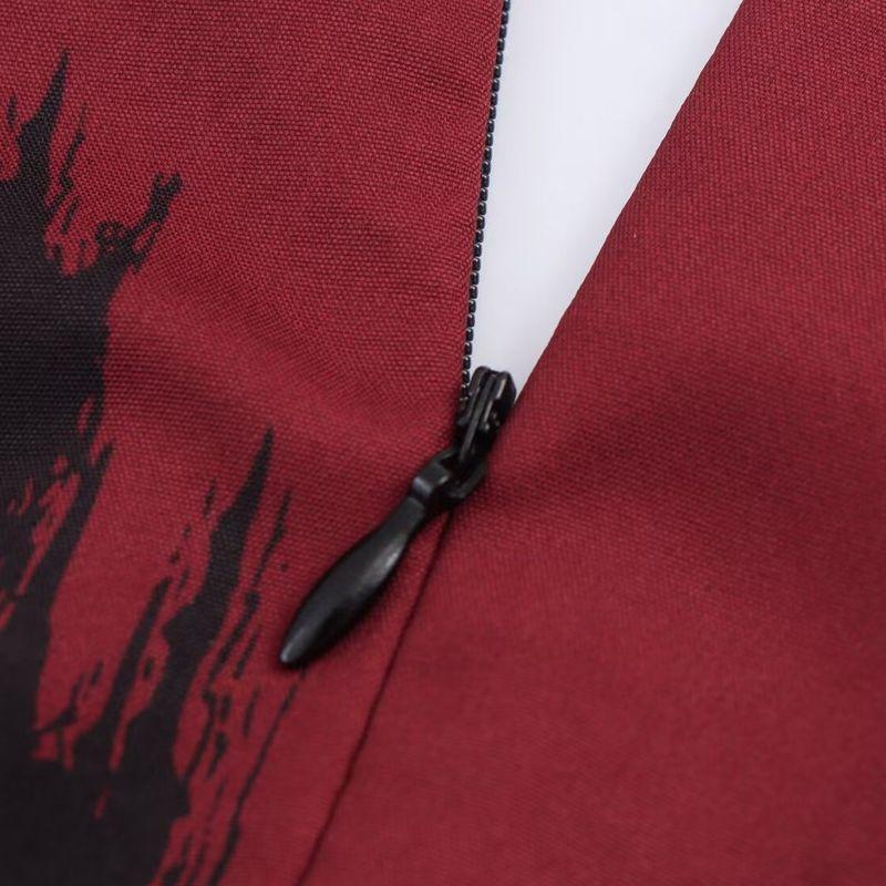 Kaslead New Women Clothes Western Style Fashion Simple Double Purpose Design Temperament Deep V Print Long Dress