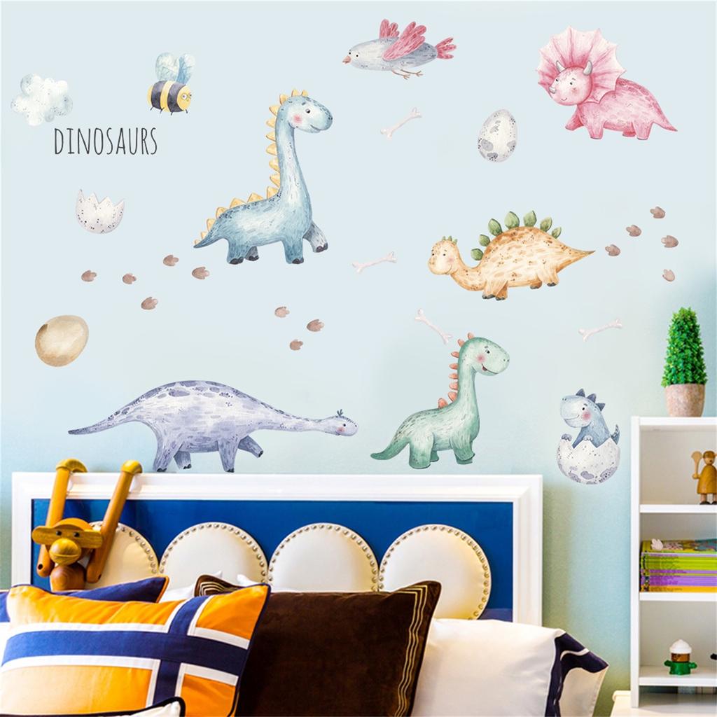 Цветные наклейки с динозаврами из ПВХ, детская комната, наклейки на стену с динозаврами мечты