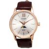 Citizen Quartz Unisex Watch, Round, 50M Water Resistant, Moon Phase, Leather Strap, Analog, Brown, Gold [AK5003-05A]