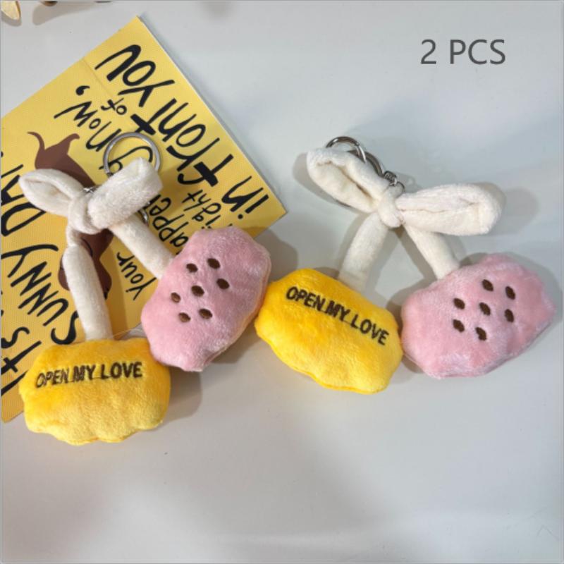 1/2 Pcs Cute Cherry Bow Plush Doll Stuffed Toys Keychain Pendant Girly Bag Charms Backpack Hang Ornaments Ragdoll Gifts Keyring