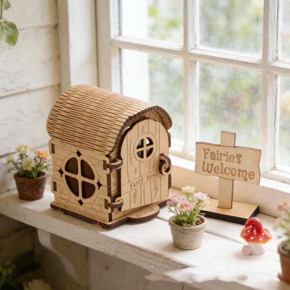 Wooden Material Wooden Fairy House Kit DIY Kit DIY Assembled House Wooden Doll House Baby Gift
