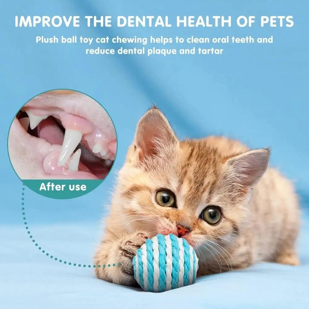 6pcs Cat Toys Colorful Handmade Bell Ball Elastic Plush Ball Interactive Playing Chase Kitten Pet Supplies Accessories