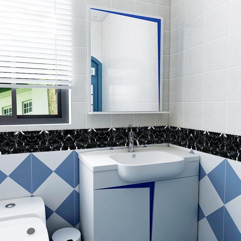 Черный мраморный плинтус, угловая наклейка на стену, ванная комната, кухня, офис, стекло, линия талии, домашний декор, водонепроницаемые волноводные обои