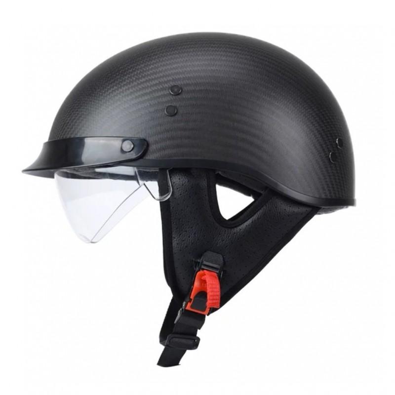 Carbon Fiber Retro Half Helmet Motorcycle Scooter Cruiser Adult Safety All